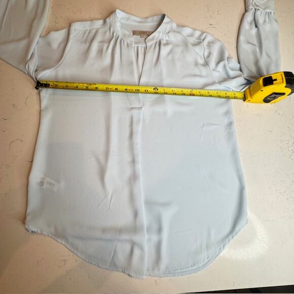 Loft Baby Blue Chiffon V-Neck Long Sleeve Blouse - Small - Picture 8 of 13